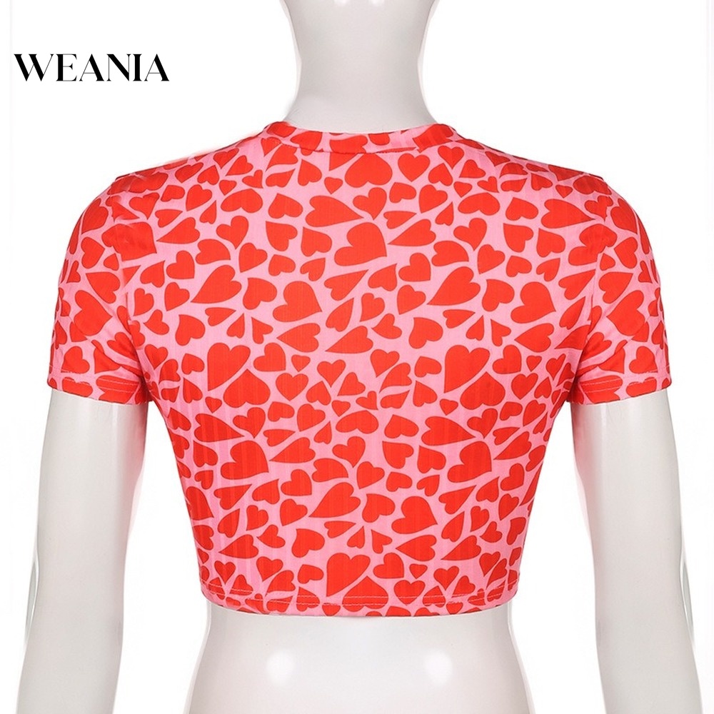 Áo Thun Tay Ngắn In Hình Trái Tim Thời Trang Mùa Hè Dành Cho Nữ