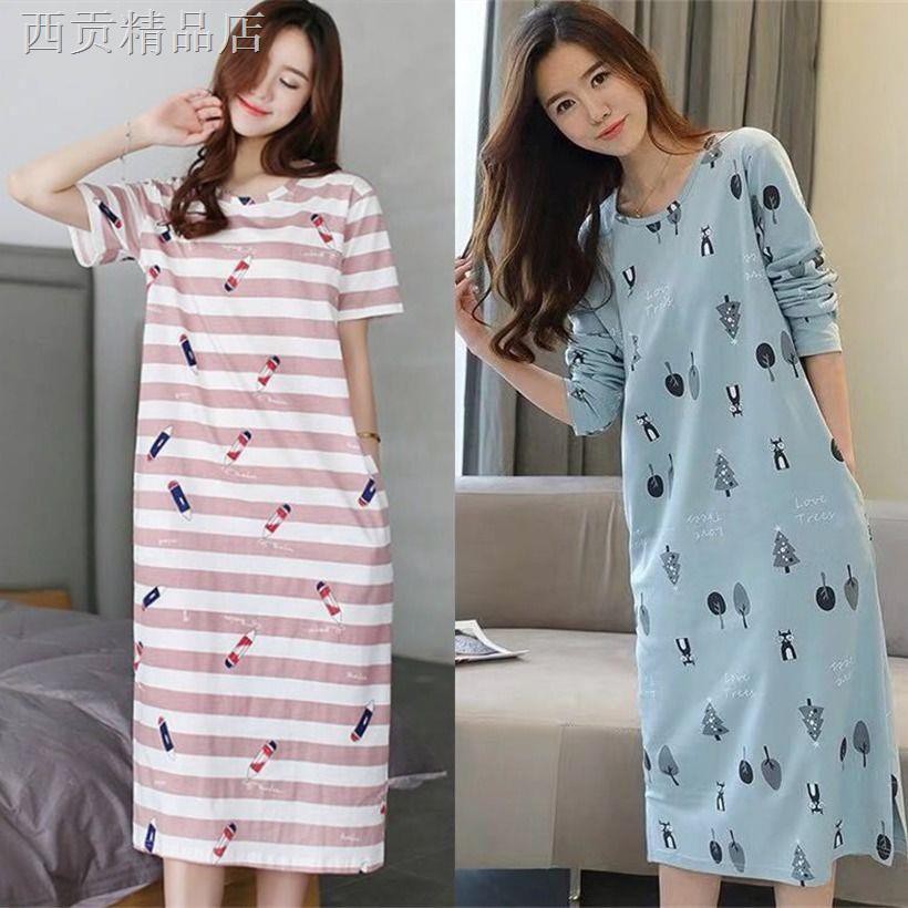 Đầm Ngủ Tay Dài Dáng Rộng Thời Trang Xuân Thu Cho Nữ 200 Jin