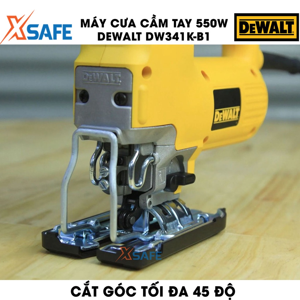 Máy cưa DEWALT DW341K-B1  550W nhiều cấp tốc độ Máy cưa cầm tay DeWalt hộp kim nhôm cao cấp, cưa gỗ 85mm, cưa sắt 10mm
