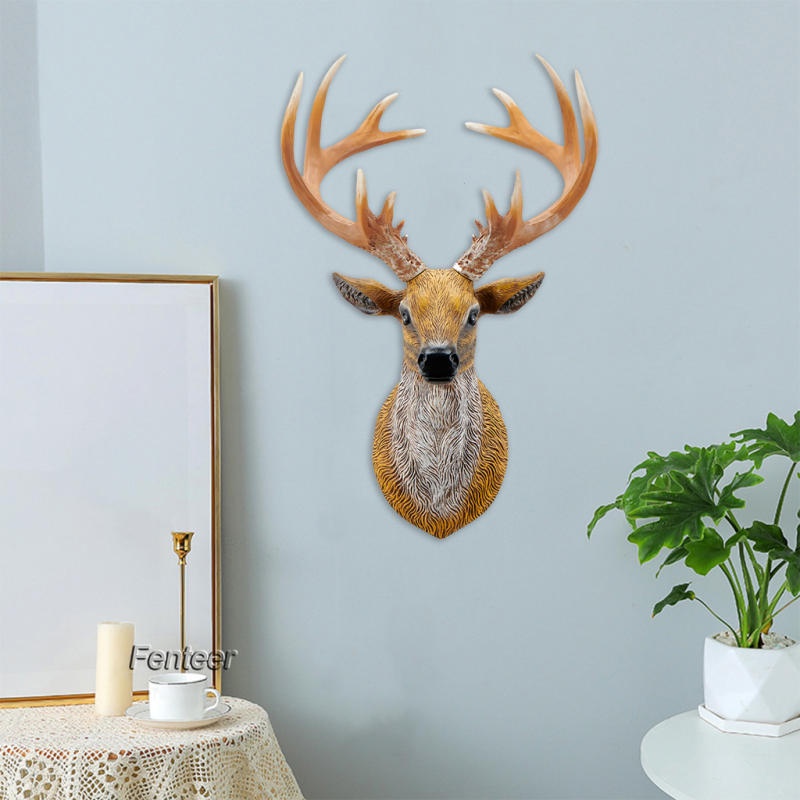 Mô hình đầu hươu 3D bằng nhựa resin sinh động thích hợp treo tường trang trí