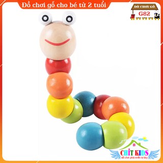 Đồ chơi con sâu bằng gỗ cho bé