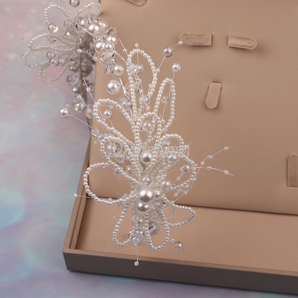 Bộ Vòng Hoa + Bông Tai Đính Hạt Thời Trang Cho Cô Dâu