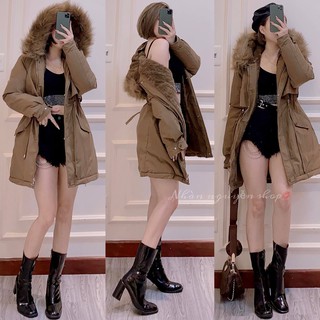 Áo khoác phao kaki trần lông