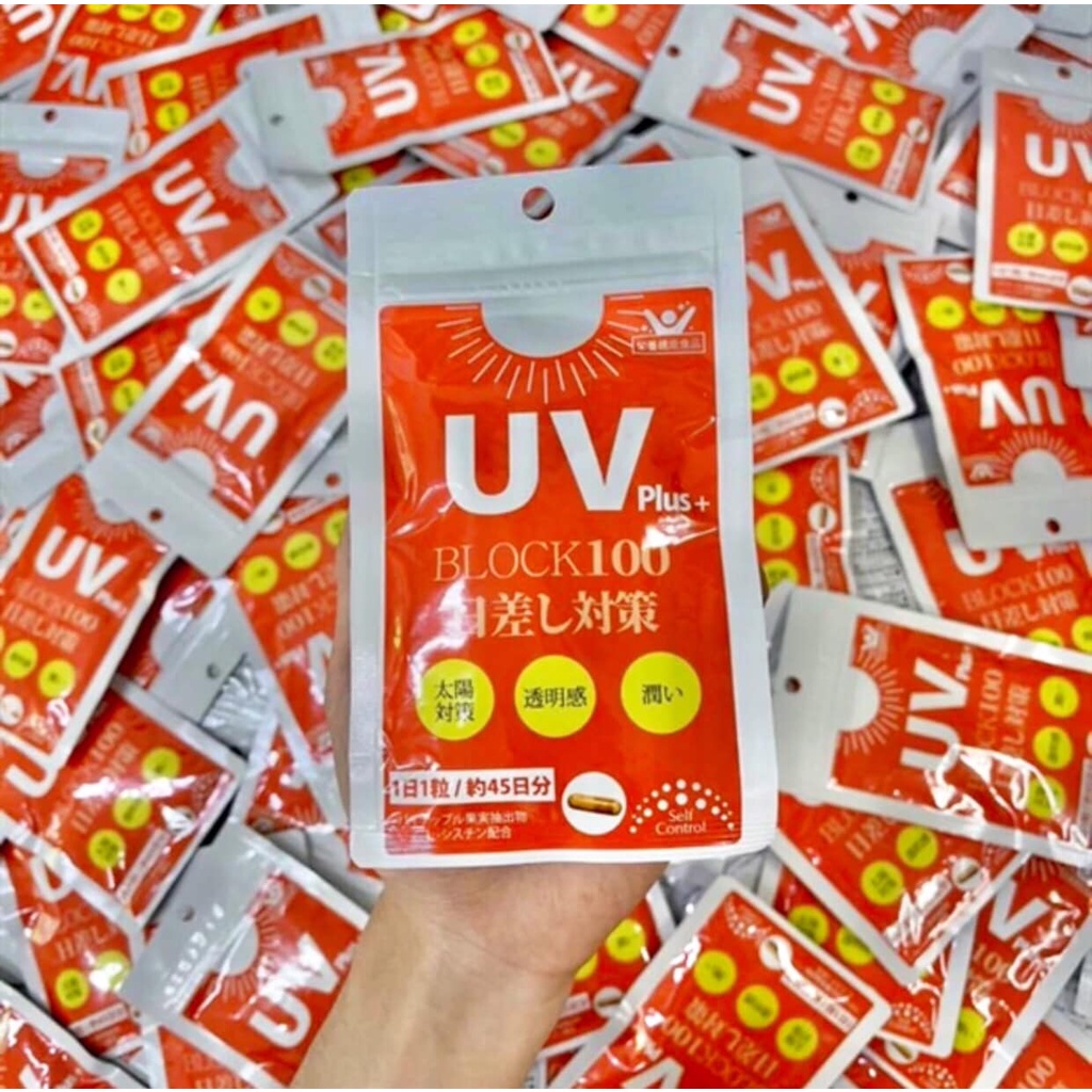 Viên Uống Hỗ Trợ Chống Nắng UV Plus Block 100 Nhật Bản - 45 viên và 30 viên