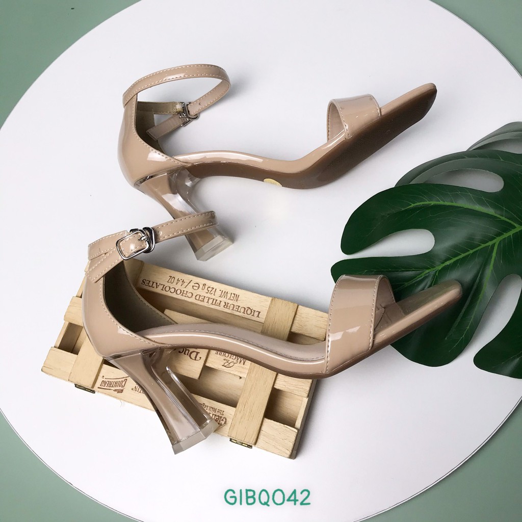 Sandal nữ BQ ❤️FREESHIP❤️ Giày sandal bít gót cao 7cm phủ mica trong GIBQ042