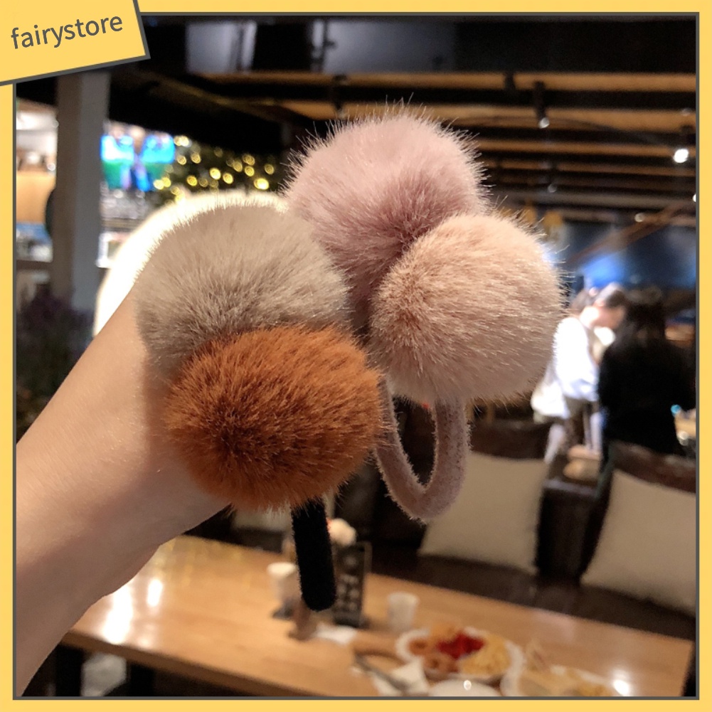 Dây Buộc Tóc Đính Quả Bông Nhỏ Xinh Xắn Cho Nữ