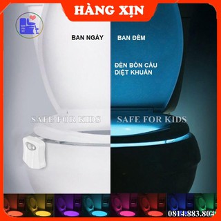 Đèn LED Bồn Cầu Đổi Màu Diệt Khuẩn 8 Màu RGB Cảm Biến Chuyển Động