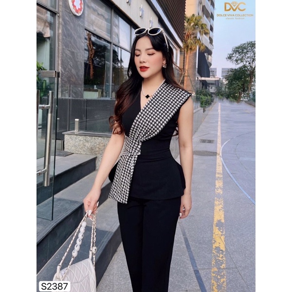 S2387 - bộ quần áo đen công sở nữ