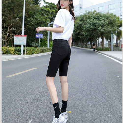Quần ngố jean nữ bò giấy skinny, quần ngố bò legging nữ lưng cao, cạp 1 khuy vải co giãn 4 chiều - Mia Shore
