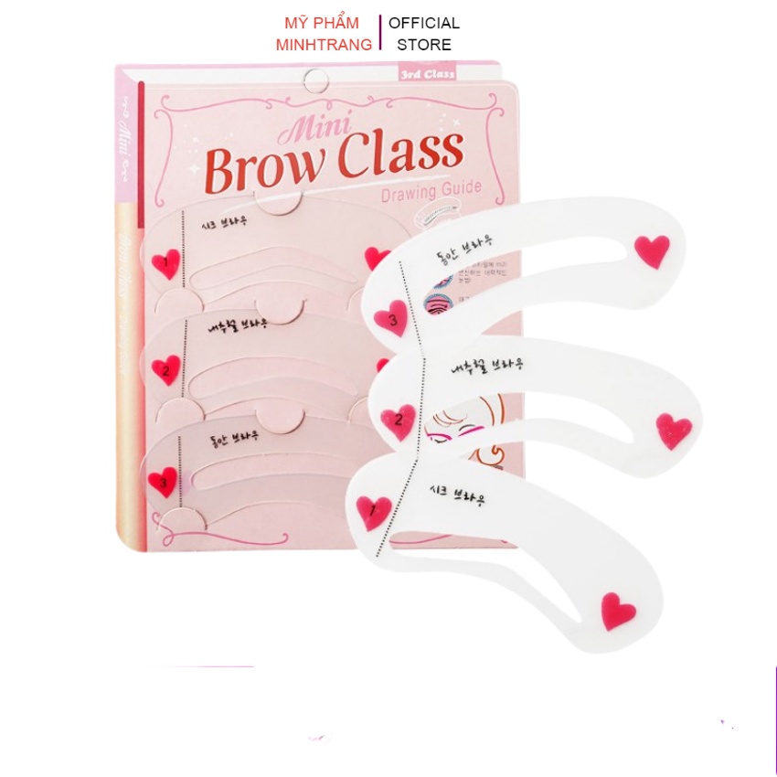 Khuôn Kẻ Lông Mày Mini Brow Class Bộ 3 Kiểu,khuôn vẽ chân mày kiểu dáng trẻ trung,tự nhiên và vô cùng tiện lợi