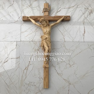 Tượng Chúa Chịu Nạn 40cm (Thánh Giá 65x40cm) gỗ pơ mu