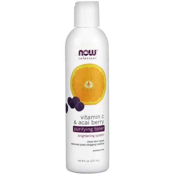 Mỹ phẩm Now solutions vitamin C acai berry purifying toner nước hoa hồng làm sáng da, loại bỏ chất bã nhờn chai 237ml