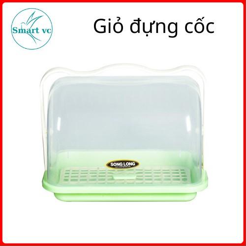 Giỏ đựng cốc chén,khay đựng cốc chén có nắp đậy Song Long nhựa PP cao cấp 100% an toàn cho sức khỏe