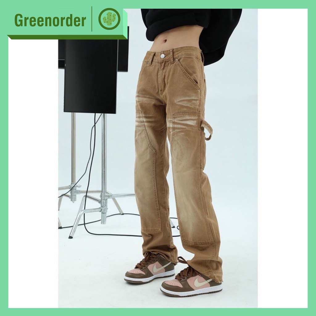 Quần Double Knees form ống suông đơn giản dễ phối đồ phong cách đường phố