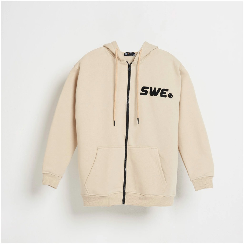 ÁO HOODIE BASIC ZIP KEM/ĐEN | BigBuy360 - bigbuy360.vn
