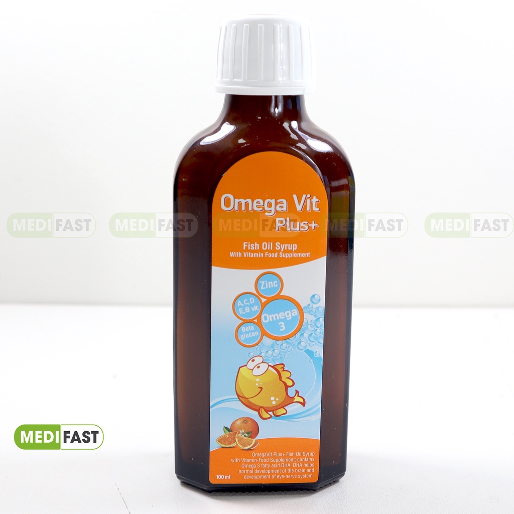 Bổ Sung Omega 3 - Omega Vit Plus+ Vitamin Và Khoáng Chất DHA EPA Giúp Bé Phát Triển, Tốt Cho Não Bộ Và Mắt - Chai 100ml