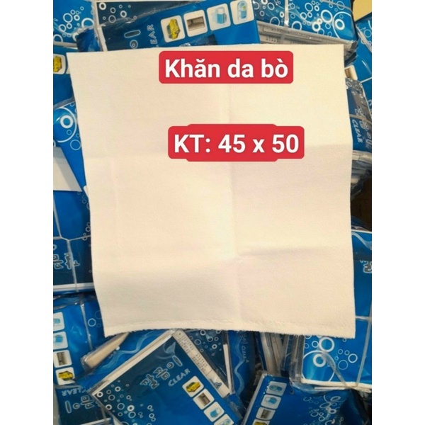 Khăn lau xe da bò siêu mịn, siêu hút nước loại dày 45x50cm