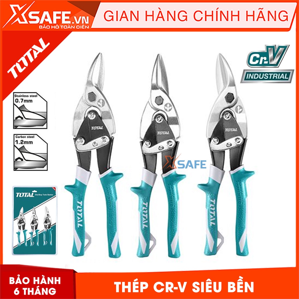 Bộ 3 kéo cắt tôn TOTAL THT520106K kéo cắt thạch cao, xương thạch cao, lưỡi dao hợp kim sắc bén, chống cong vênh rỉ sét