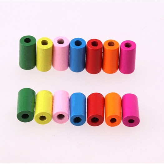 Hạt gỗ hình trụ nhiều màu trả em vòng tay, trang trí, phụ kiện.