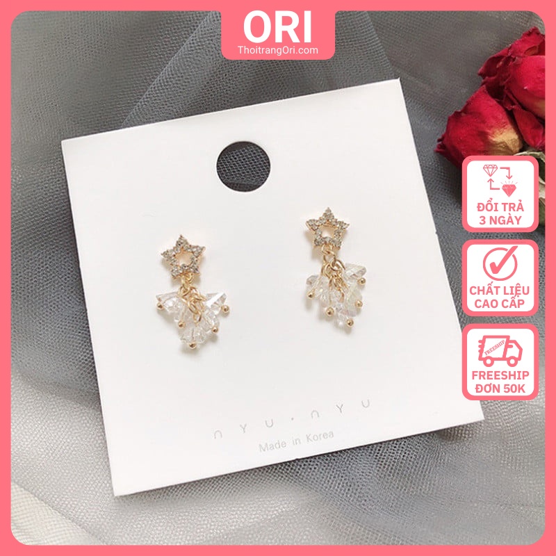 Bông tai Ngôi sao dáng dài chuỗi đá ORI B205