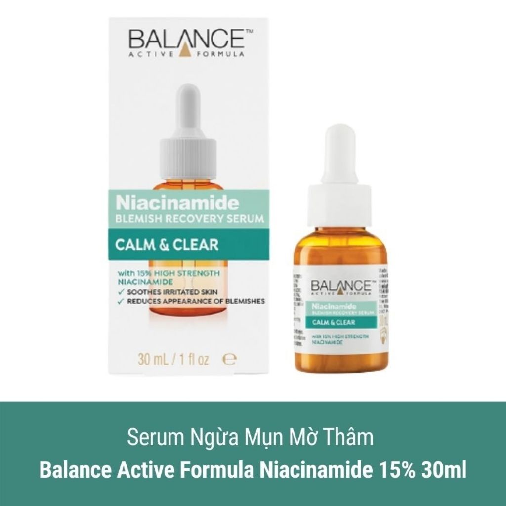 Serum Giảm Mụn Mờ Thâm Balance Active Formula Niacinamide 15% Blemish Recovery 30ml