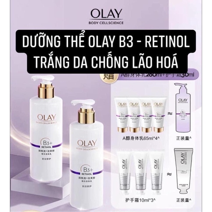 Dưỡng Body Olay B3 + Retinol 250ml/65ml