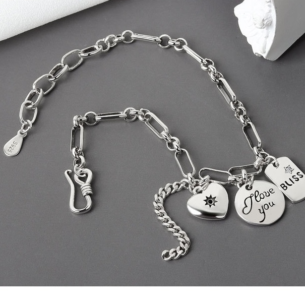 925 Sterling Silver LUCKY Love Letter Vòng tay Nữ Phụ kiện Trang sức