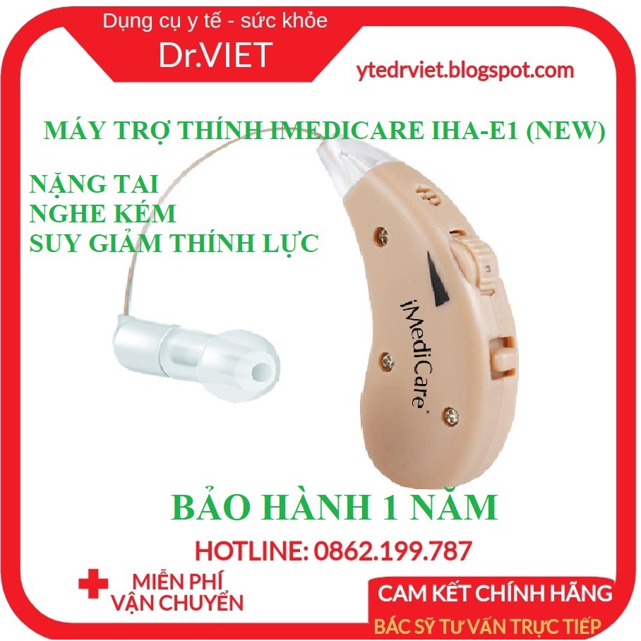 MÁY TRỢ THÍNH IMEDICARE IHA-E1 (NEW)- Máy Trợ Thính Không Dây Cho Người Già Nặng Tai, nghe kém, giảm thính lực, bh 1 năm