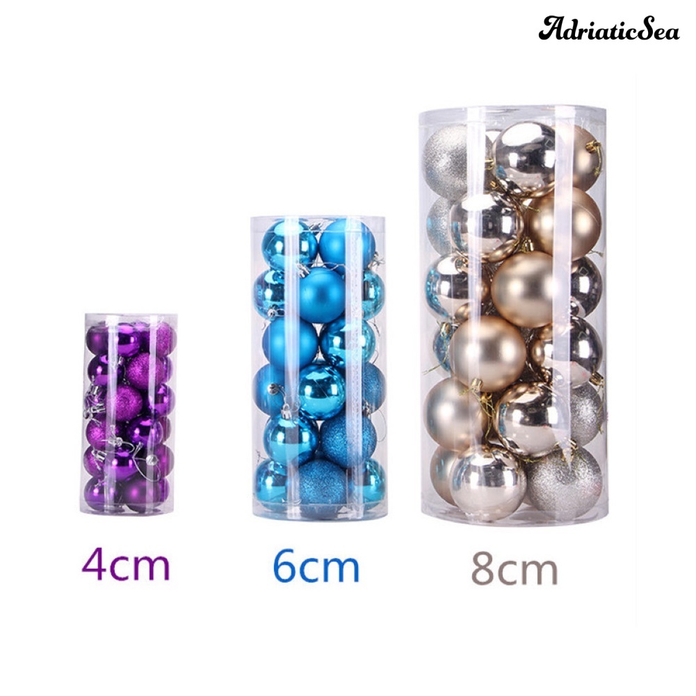 Set 24 Quả Châu 4/6/8cm Trang Trí Cây Thông Noel