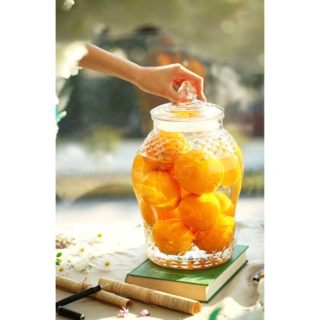 Bình thuỷ tinh ngâm rượu dáng kim cương nắp núm gioăng nhựa 10L - 15L