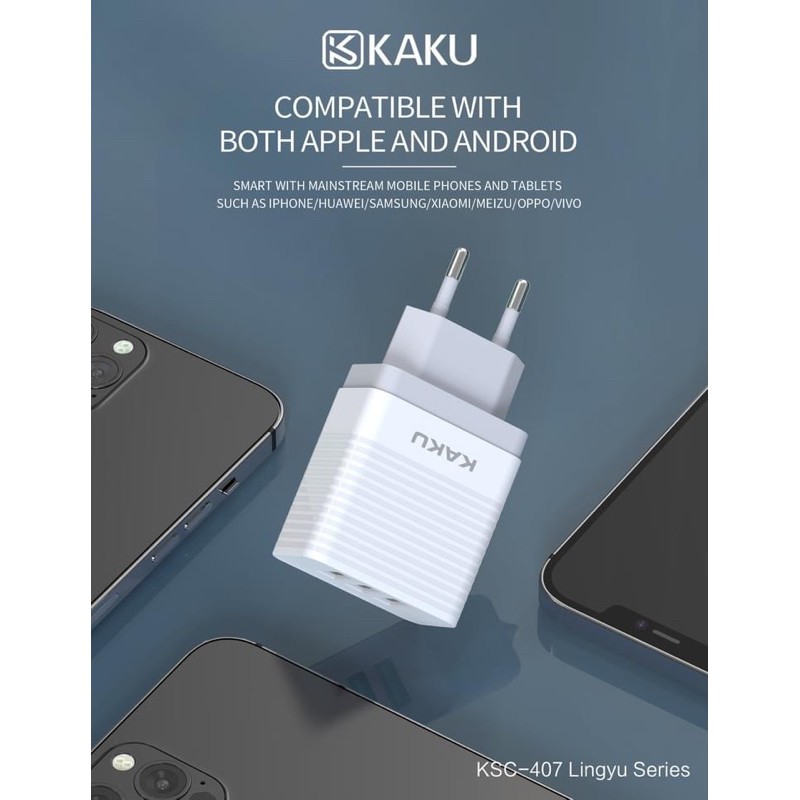 Củ sạc nhanh chính hãng Kaku mã KSC-407  Có 3 cổng USB Giá 90k bảo hành: 1 năm