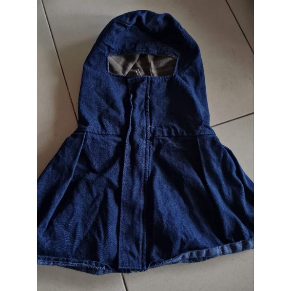 Mũ(khăn) trùm đầu jean thợ hàn 2 lớp (Vải tốt)