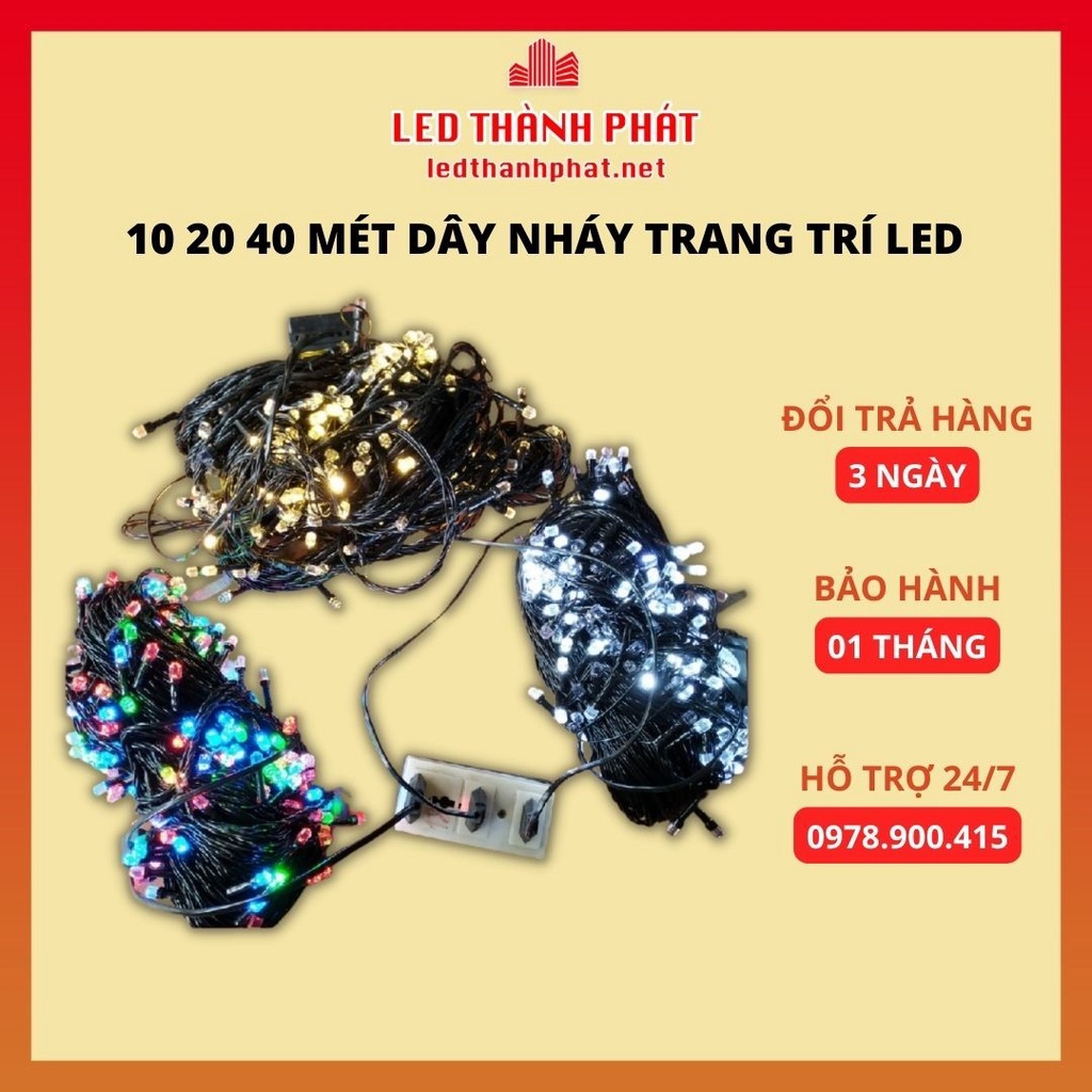 10 20 40 MÉT DÂY nháy Trang Trí LED KIM CƯƠNG ĐỦ MÀU SIÊU BỀN CHỐNG NƯỚC Trang Trí cây thông noel, tết