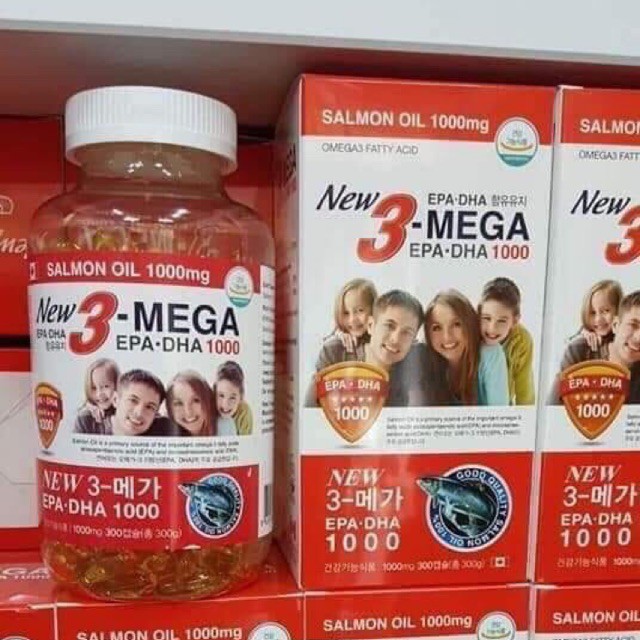 Dầu cá 3 mega bổ sung DHA, Hộp 300 Viên