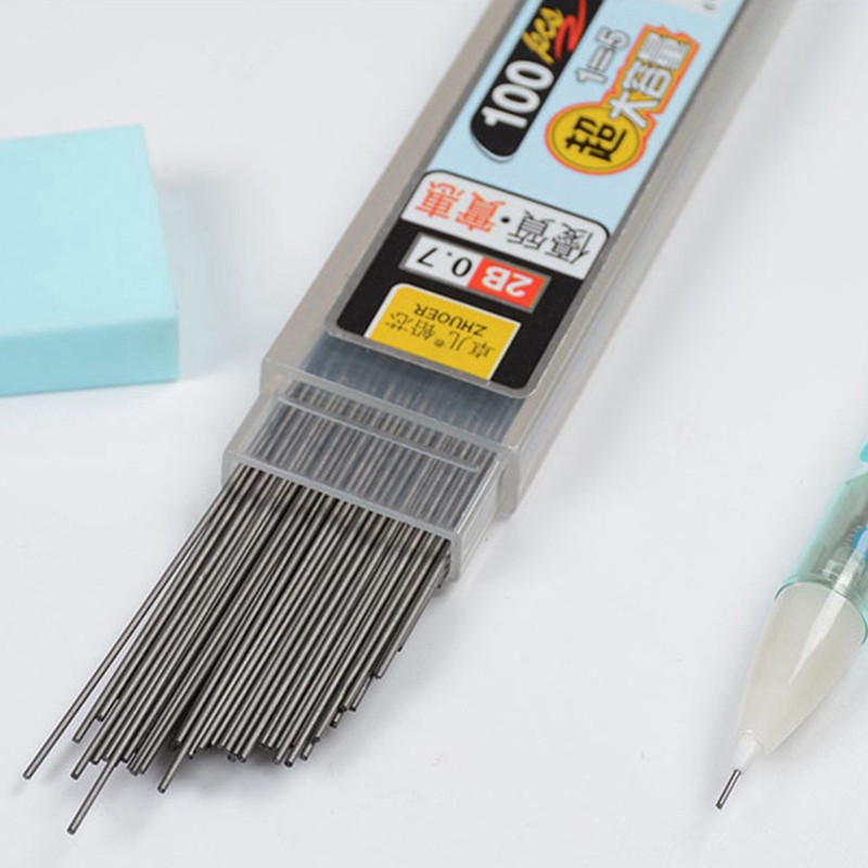 Hộp 100 chiếc ngòi bút chì kim 2B 0.5mm / 0.7mm tiện dụng chất lượng cao
