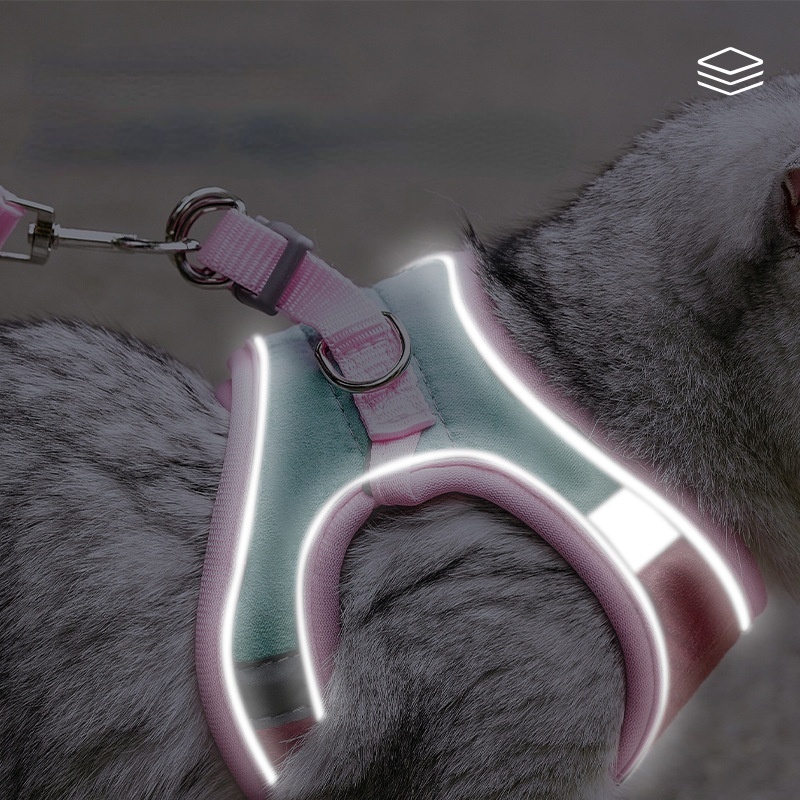 Màu tương phản thời trang Dây xích mèo / Chống ly khai / Áo vest / Dây đeo ngực phản quang cho mèo và dây chó