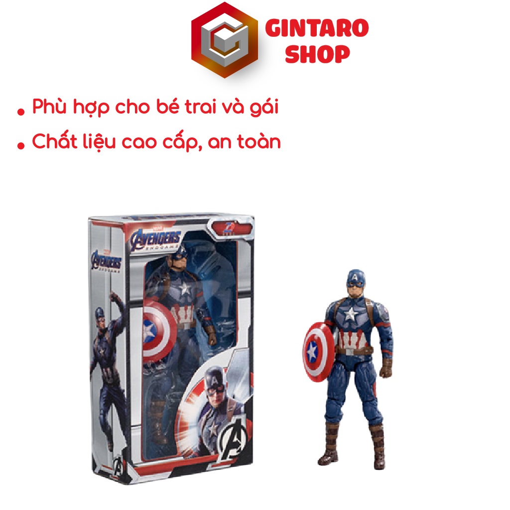 Mô hình marvel Captain America cao cấp, Đồ chơi mô hình nhân vật Captain America Gintaro
