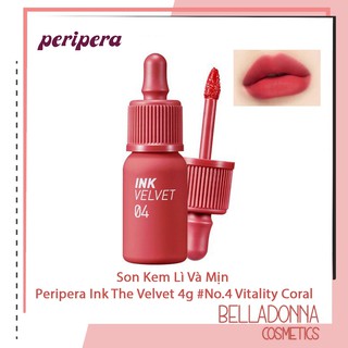 Son Kem Lì Và Mịn Peripera Ink The Velvet 4g #No.4 Vitality Coral