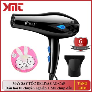 Máy Sấy Tóc Tạo Kiểu Deliya Công Suất Lớn 2200W Tặng Kèm Bộ Phụ Kiện 5 Chi Tiết và Mũ chụp đầu - MS01