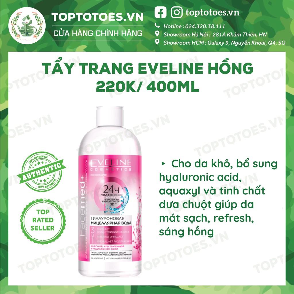 Nước tẩy trang Eveline Facemed+ Micellar 3 in 1 tẩy sạch cho mặt-mắt-môi, giữ ẩm cho da