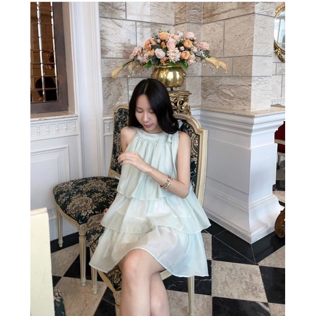 SET ÁO YẾM TẦNG XANH MINT + QUẦN SHORT