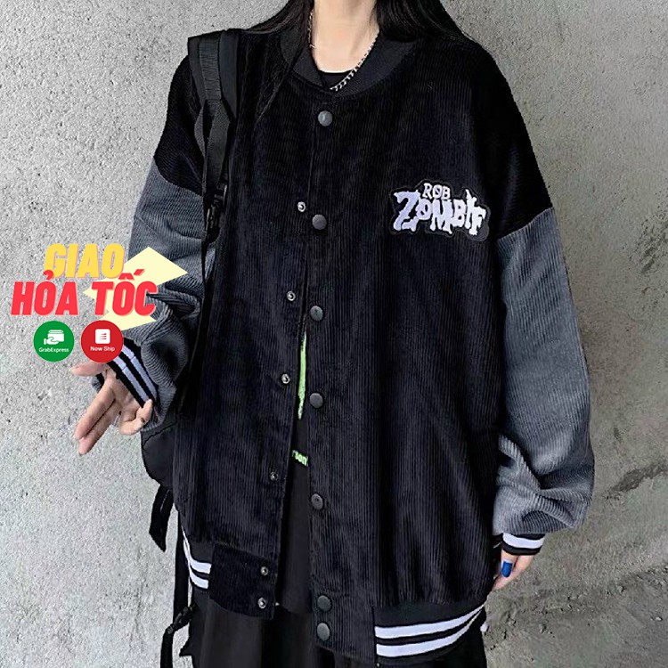 Áo BOMBER nhung 2 lớp form rộng unisex ZOMBIE