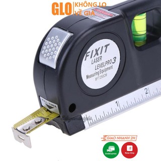 Thước Thuỷ Nivo Cân Mực Laser Đa Năng F2018 Fixit Laser Levelpro3 2 Tia Dọc Ngang + Tặng Kèm 3 Viên Pin GloMart