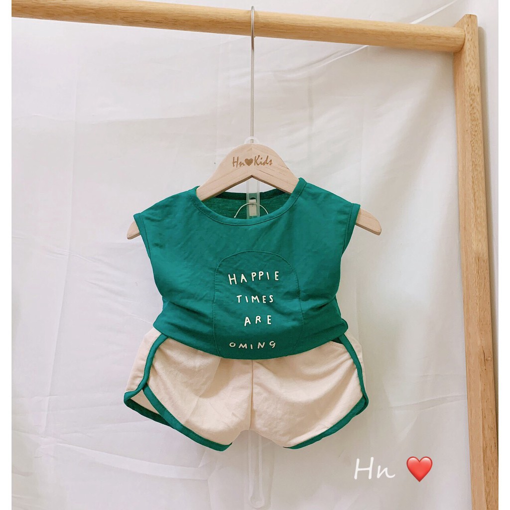 Bộ Ba Lỗ Chất Cotton Đũi Happie Chạy Viền Cho Bé Unchi Store (QATE293)