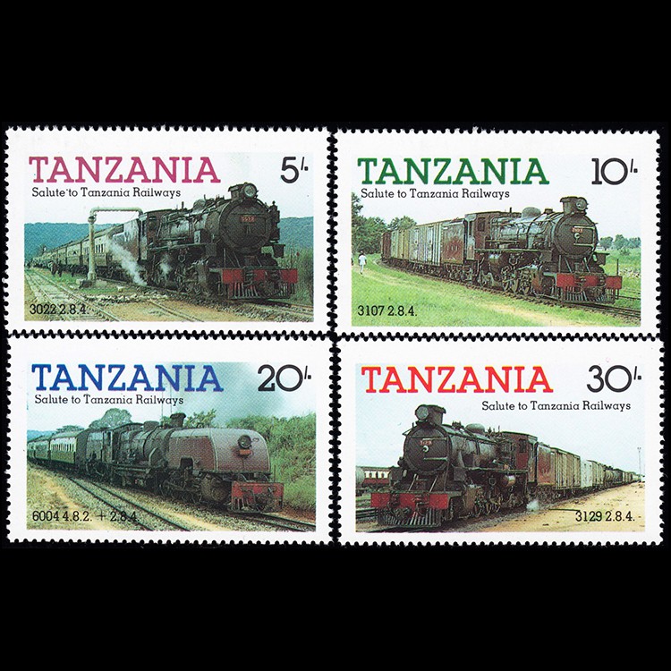 Tem sưu tập Tem Tazania Xe lửa 1984