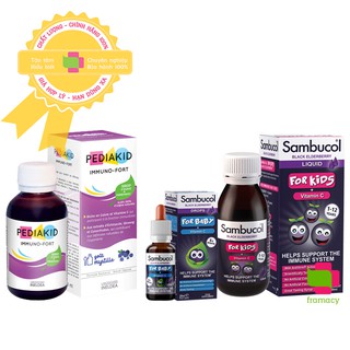 Siro Pediakid Immuno/Sambucol for kids Liquid/Baby Drops, Pháp/UK tăng cường sức đề kháng cho trẻ từ sơ sinh