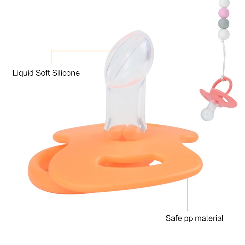 Núm Ti Giả Bằng Silicone Có Tay Cầm An Toàn Cho Bé Sơ Sinh 0-6 Tháng Tuổi