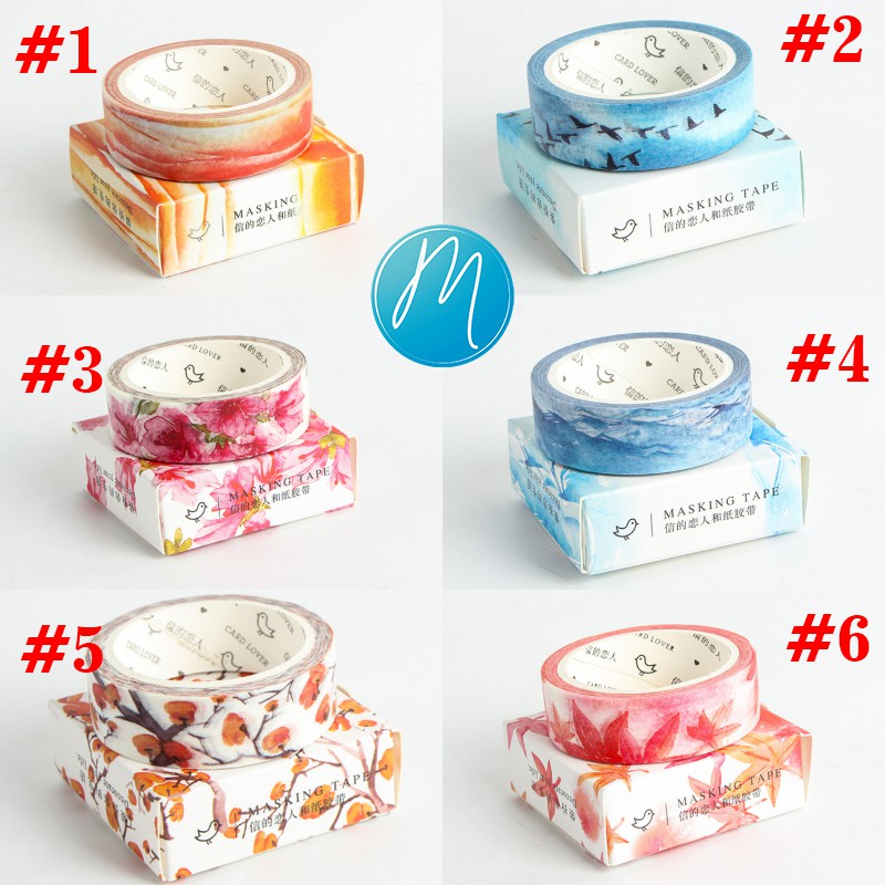 WASHI TAPE Băng dính trang trí, Họa Tiết phong cách Nhật Bản (WST-NB-01)