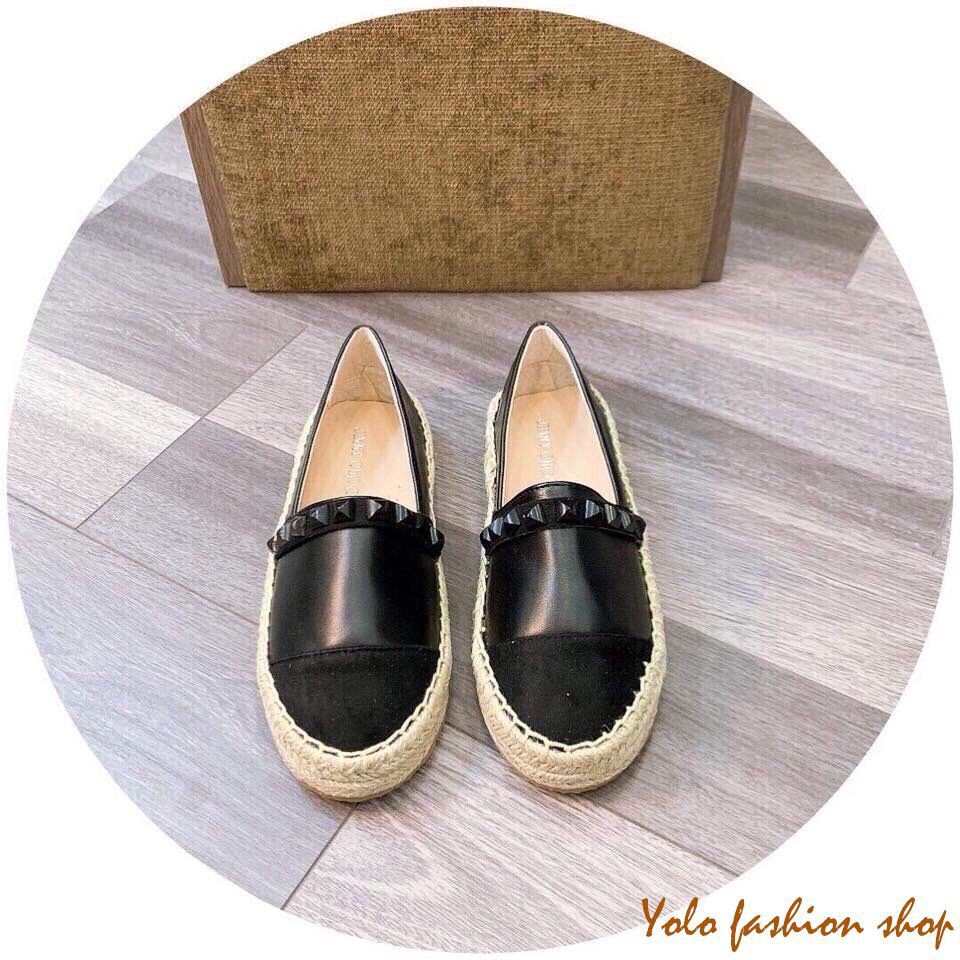 Giày lười slip on nữ đính đinh đế giả cói vintage thời trang hàng cao cấp chuẩn đẹp-GL14 | WebRaoVat - webraovat.net.vn