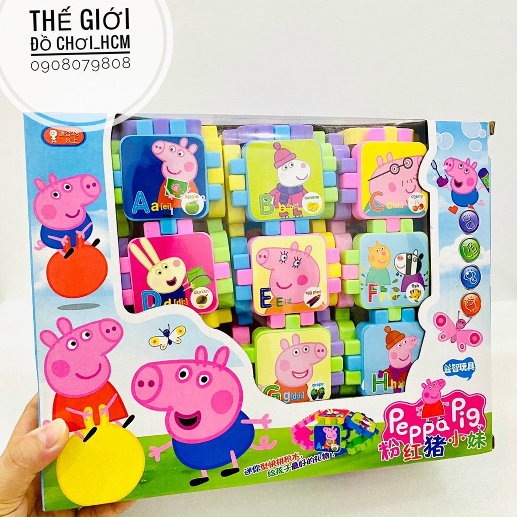[HOT-BỔ ÍCH] Đồ chơi thảm lắp ghép/ xếp hình heo Peppa/ Kitty cho bé thoả sức sáng tạo, lego lắp ghép thảm, nút lớn 8523